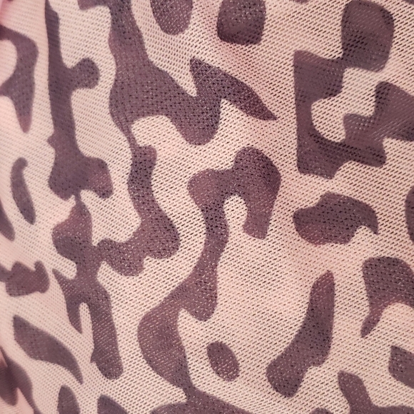 ROSEDRESS LEOPARD ONE SHOULDER MESH RUCHED BODYCON MINI DRESS - PINK/COFFEE SZ S - Picture 5 of 6